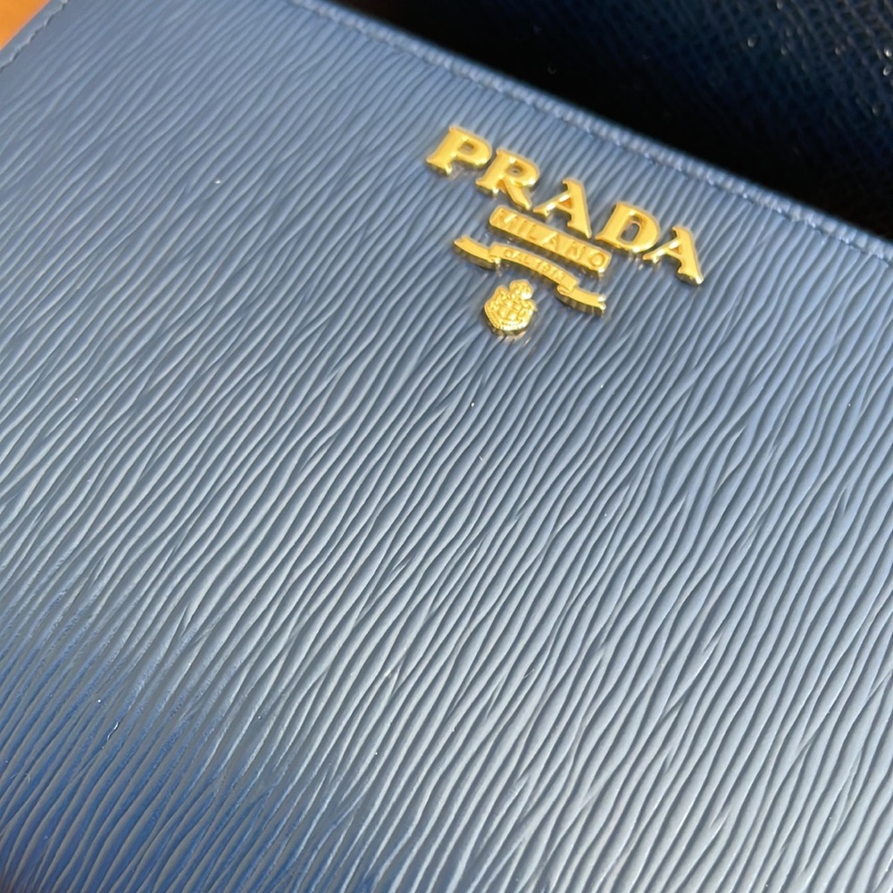 NEW Prada Navy Blue Small Leather Wallet